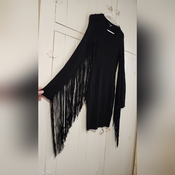 Sexy Black Rock & Roll Bodycon Dress with Fringe - Size XL - Perfection! - Picture 6 of 10